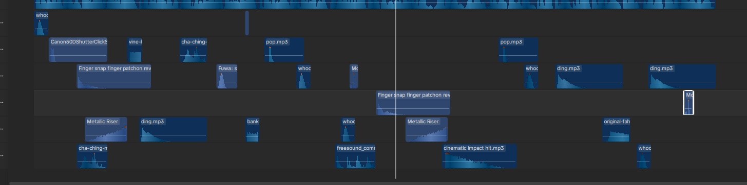Real editing timeline with layered sound effects